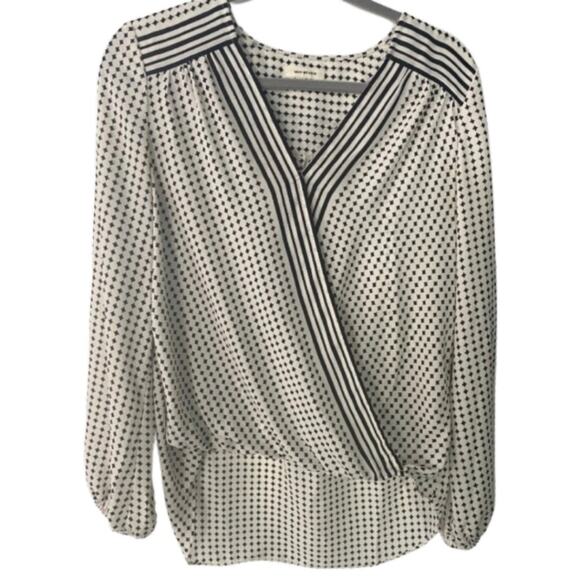 MAX STUDIO LONG SLEEVE SURPLICE NECK BLOUSE Sz Small - Picture 1 of 4